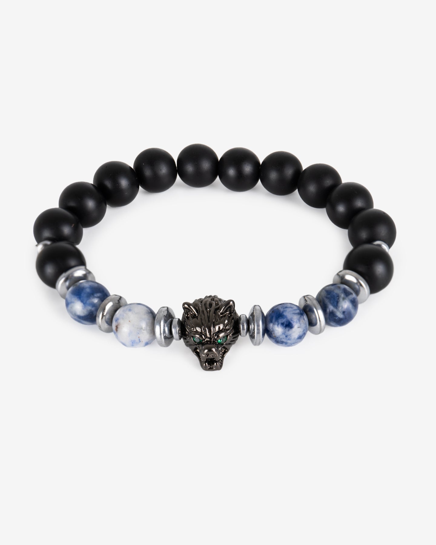 Pulsera Onix Hematita Dije Lobo