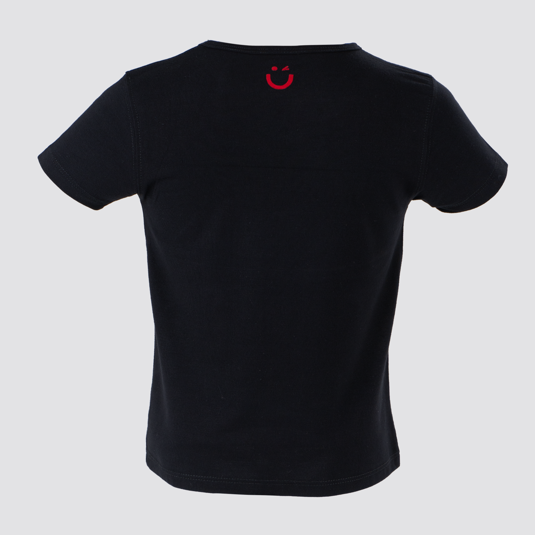 ・Playera estampada con aplicación de tinta shimmer color negro para niño - Modelo EL ROL