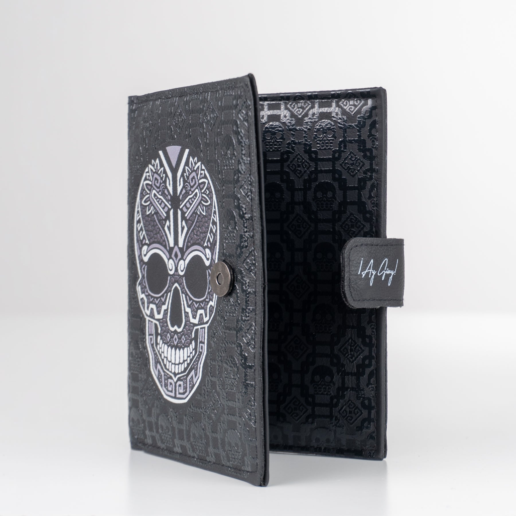 Porta Pasaporte de piel - Colección PIEL CALAVERA NEGRA