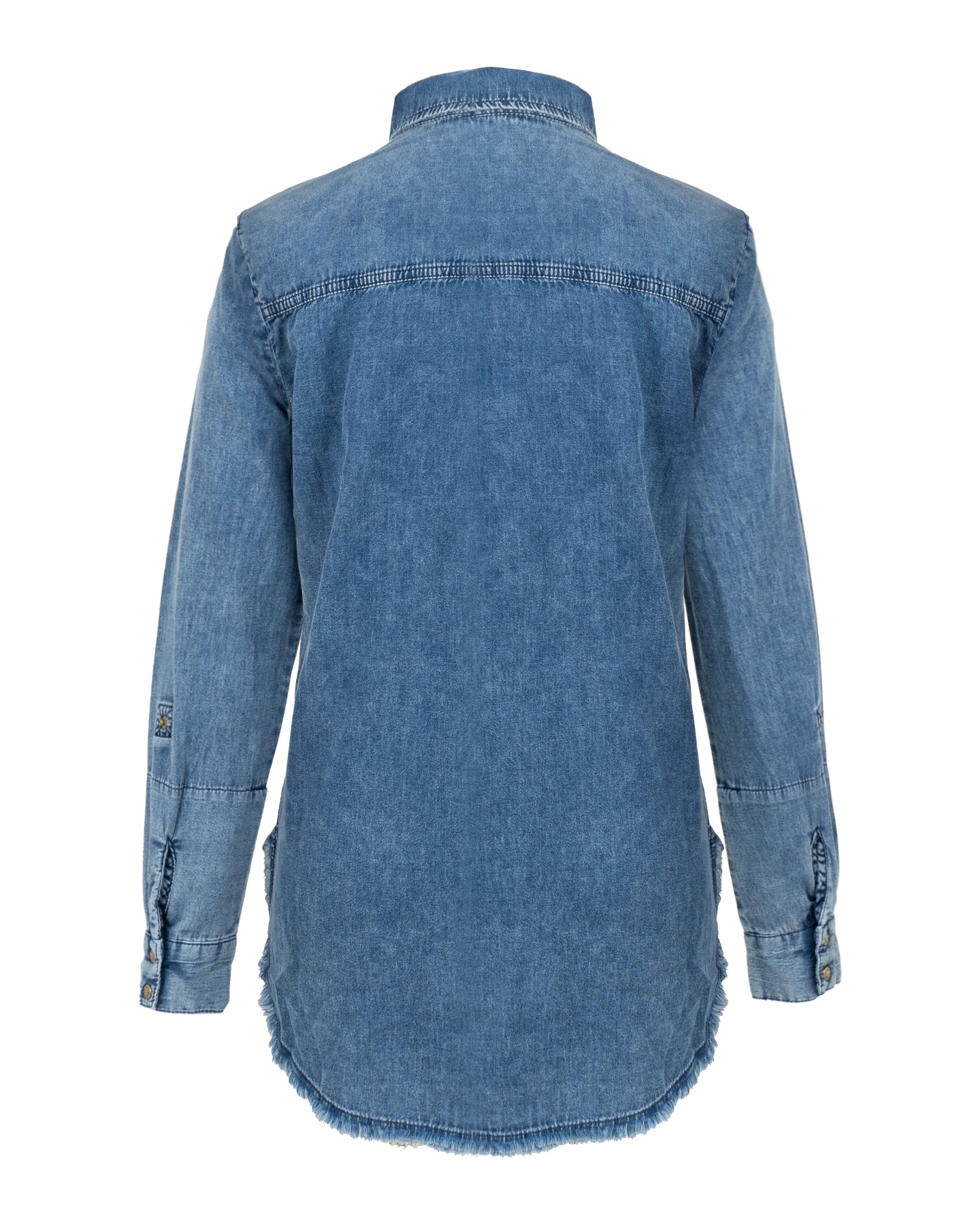 Camisa de mezclilla con detalles bordados manga larga para mujer - Modelo KAMY