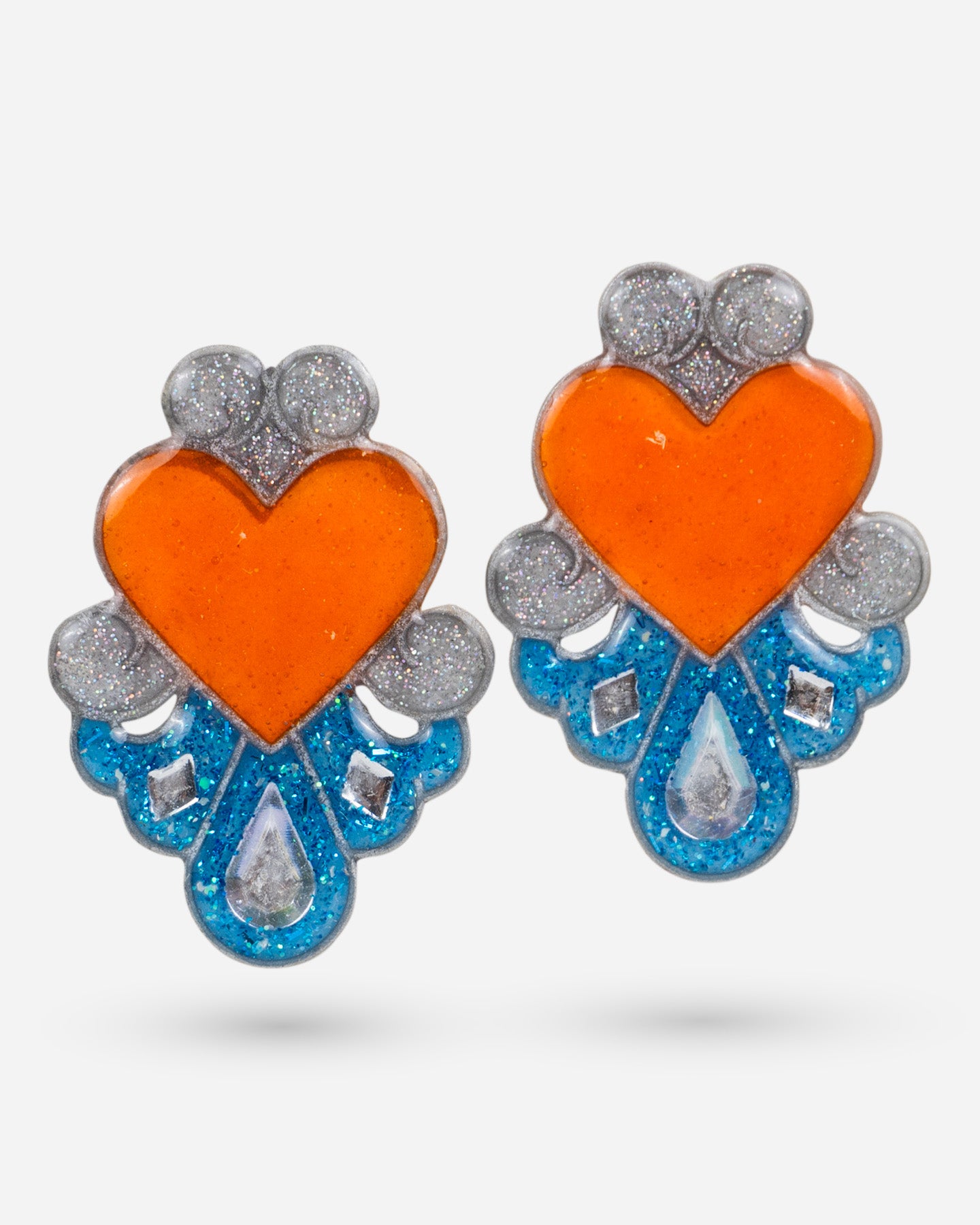 Aretes de resina - CORAZÓN HOJAS