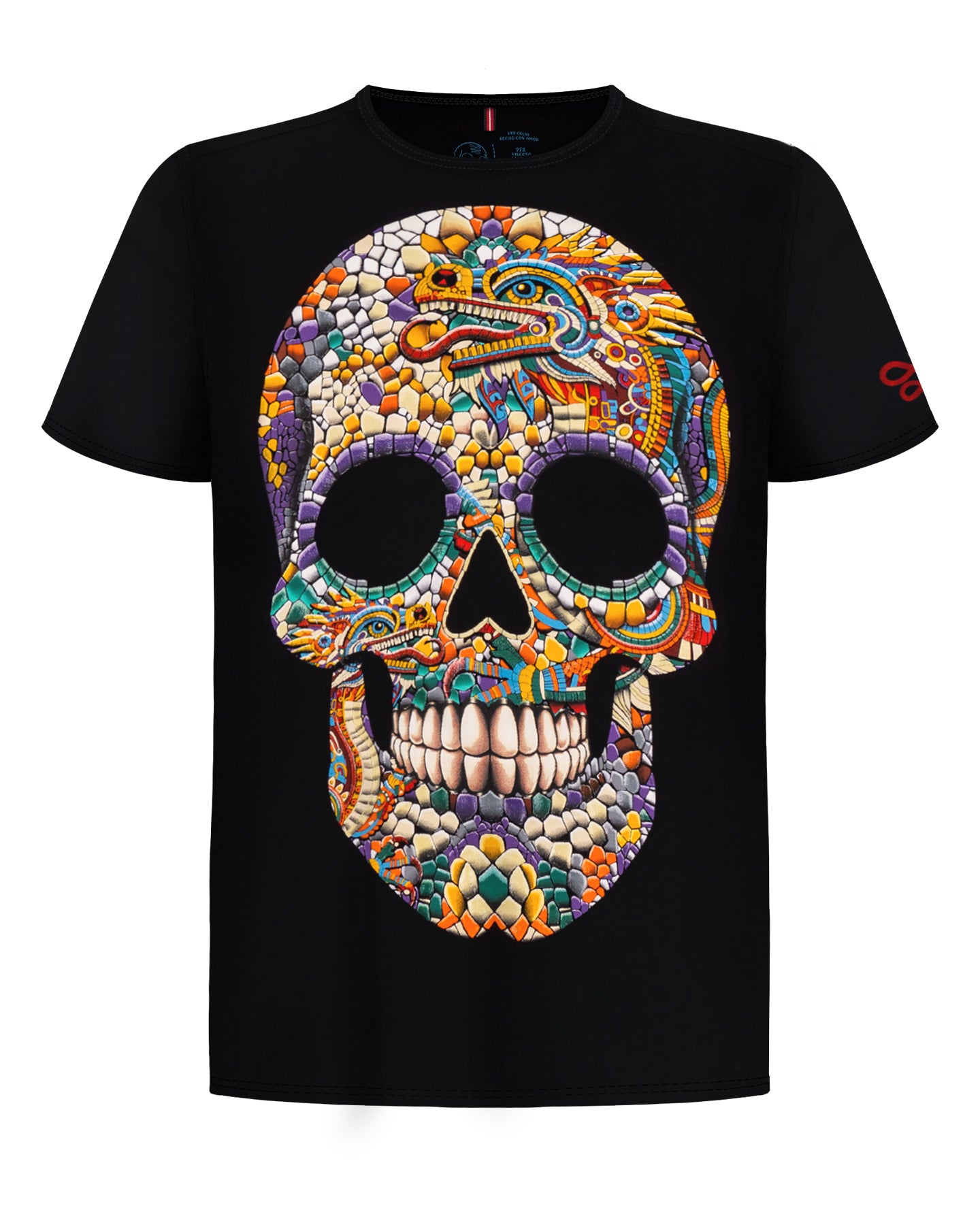 ・Playera estampada con aplicación de tinta gel HD transparente para hombre - Modelo HUITLACOCHE