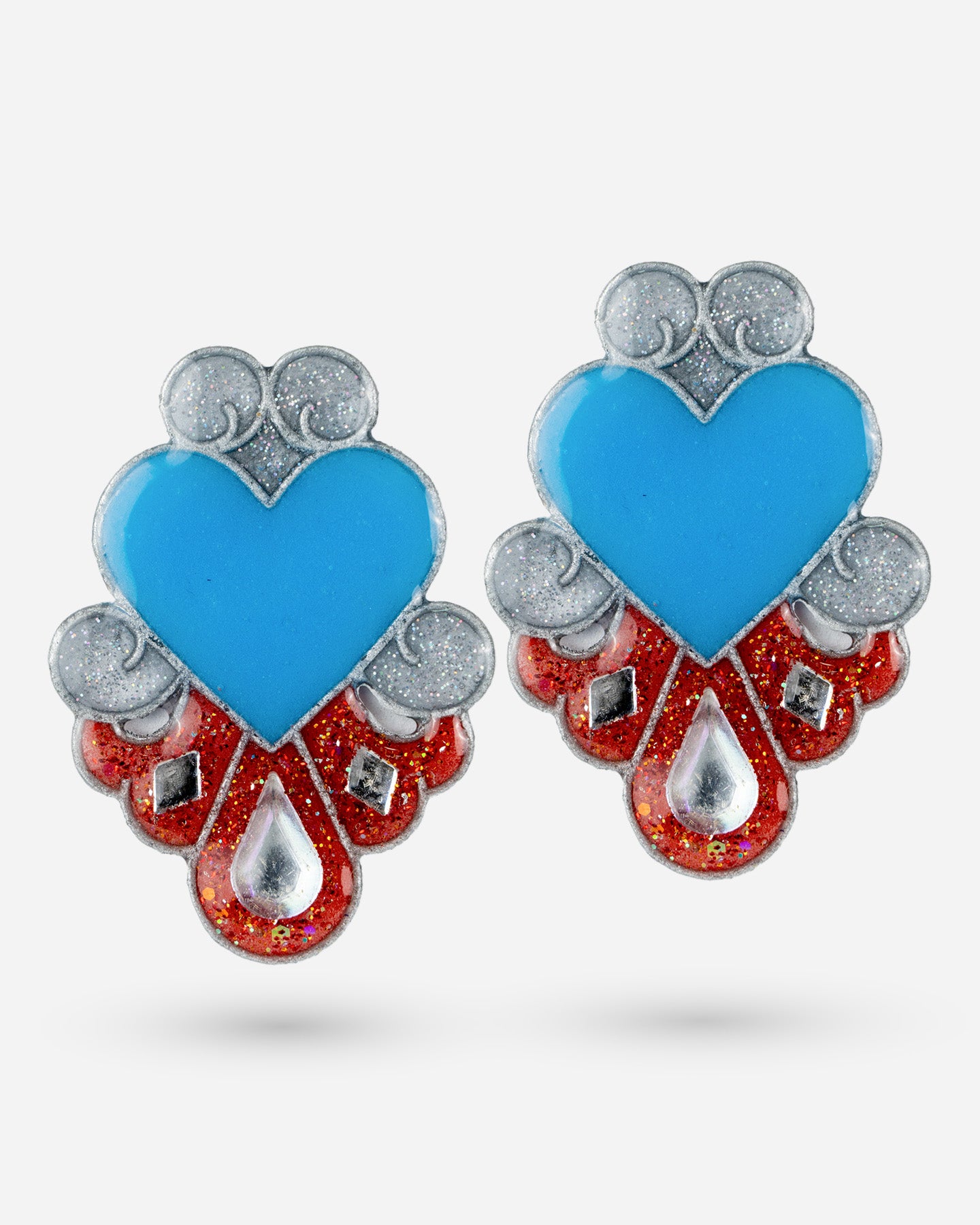 Aretes de resina - CORAZÓN HOJAS