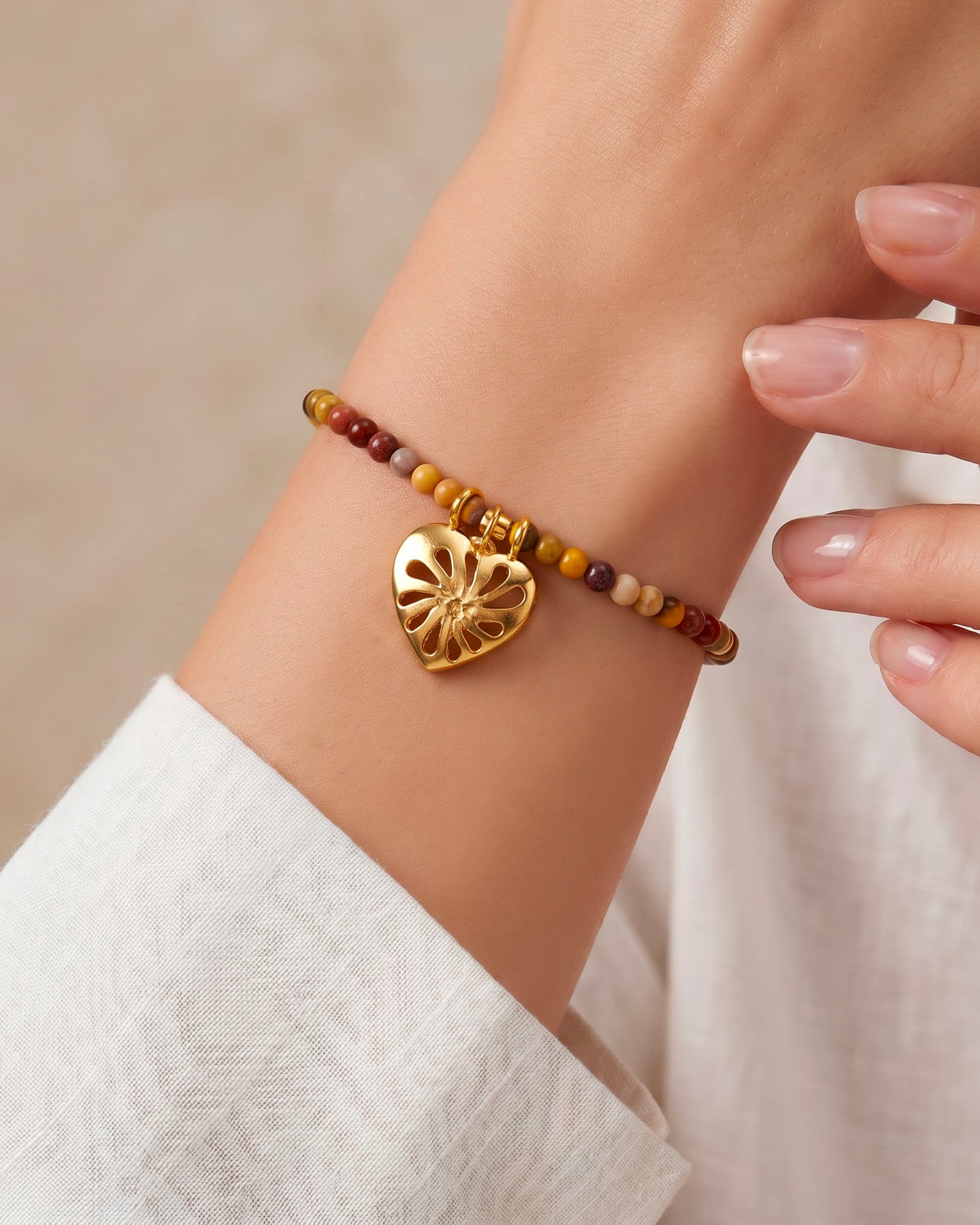 Pulsera Medio Corazón Matices Plata