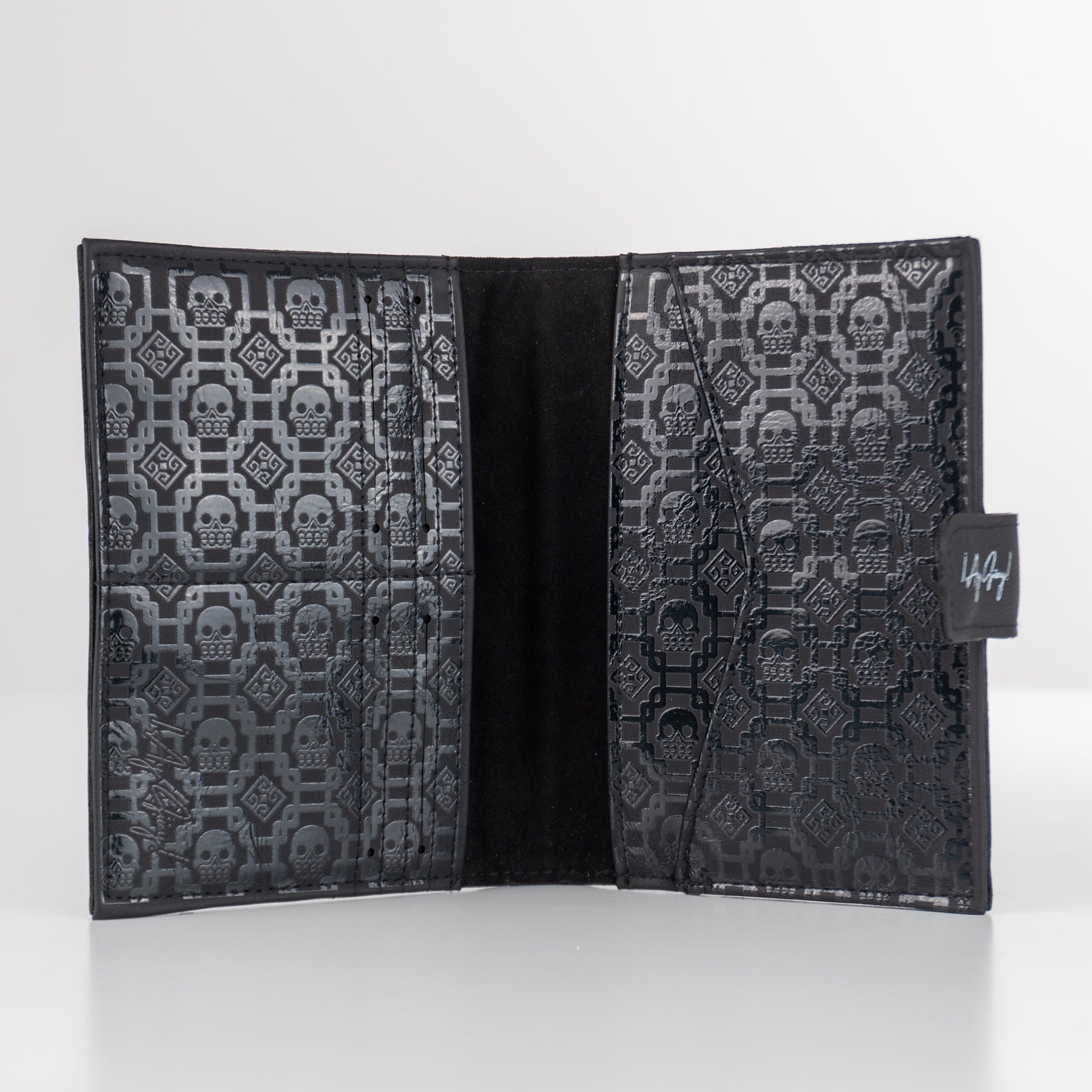 Porta Pasaporte de piel - Colección PIEL CALAVERA NEGRA
