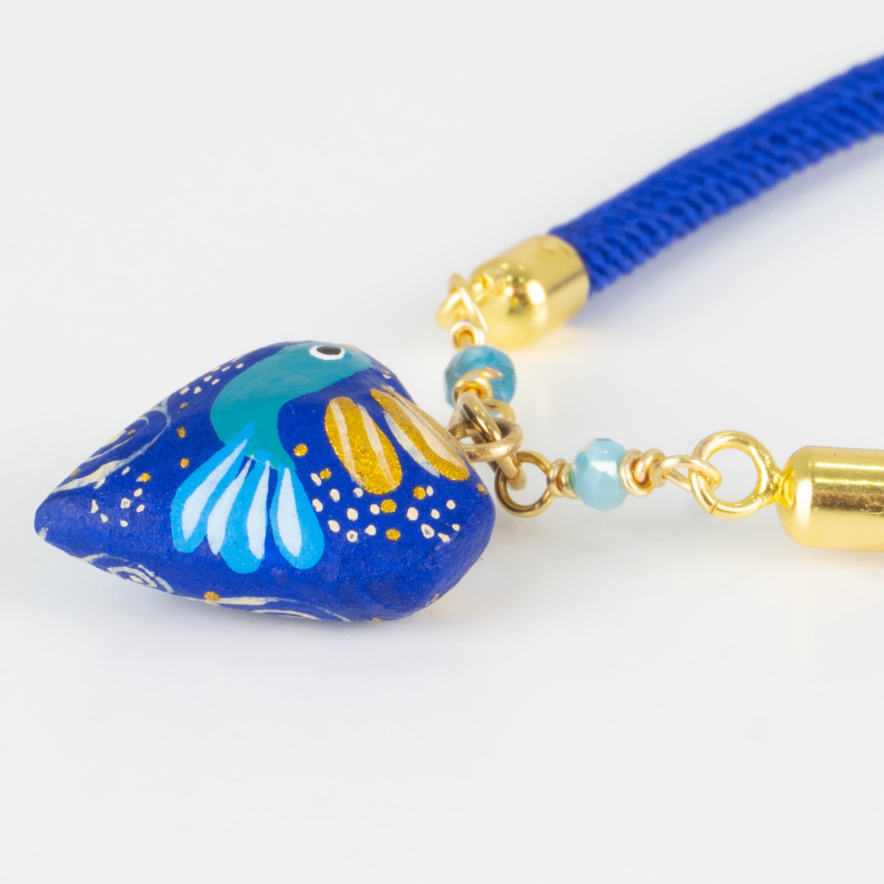 Pulsera Colibrí Madera Ajustable Azul