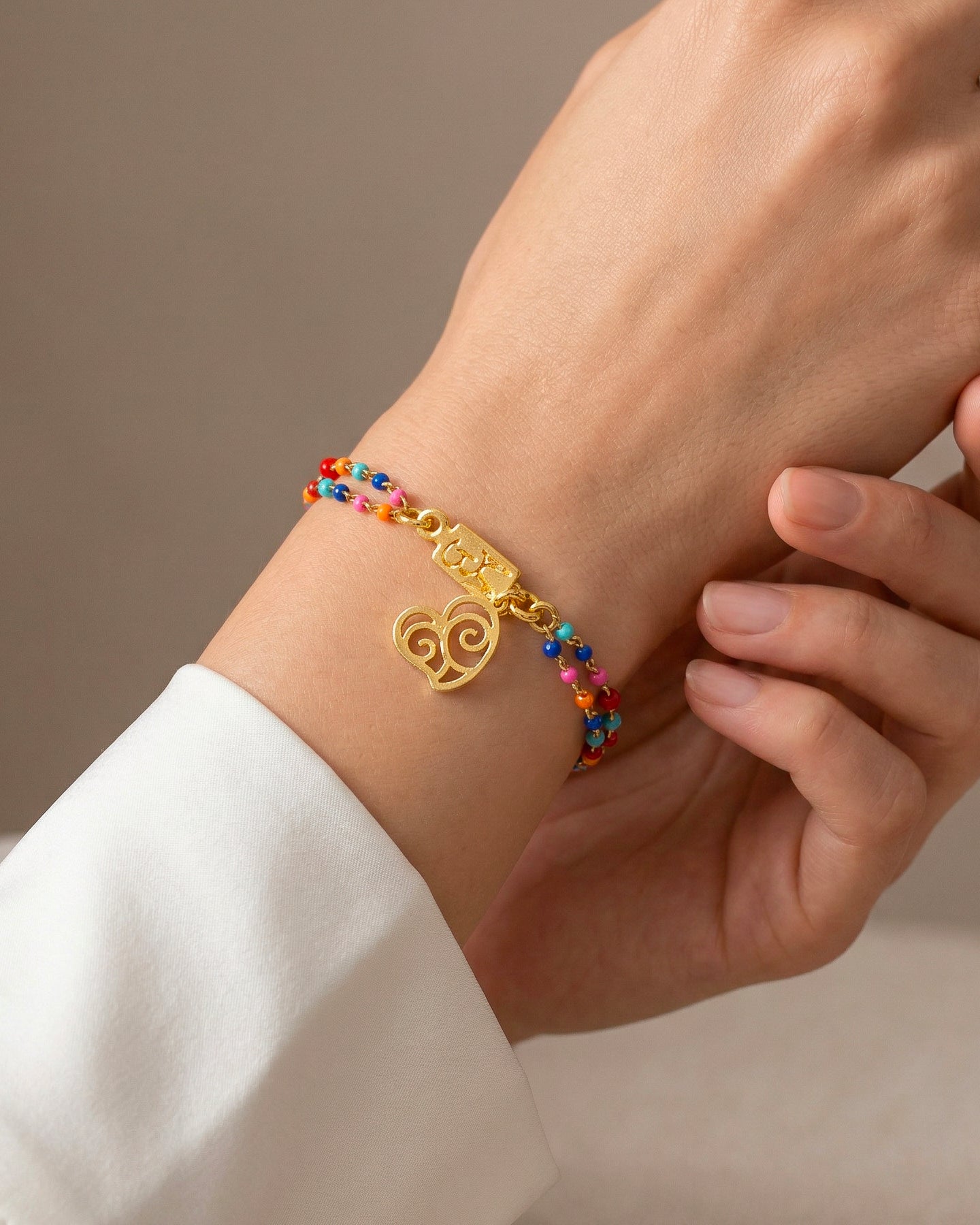 Pulsera Corazón Fortaleza Doble Cadena